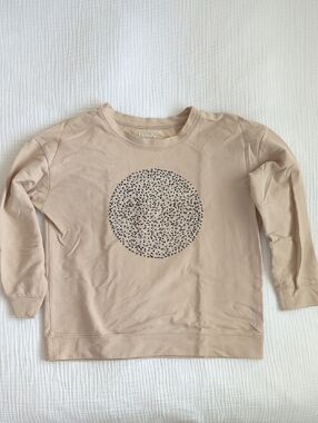 XS "Family" Beige Long-Sleeve Tee with Dot Circle